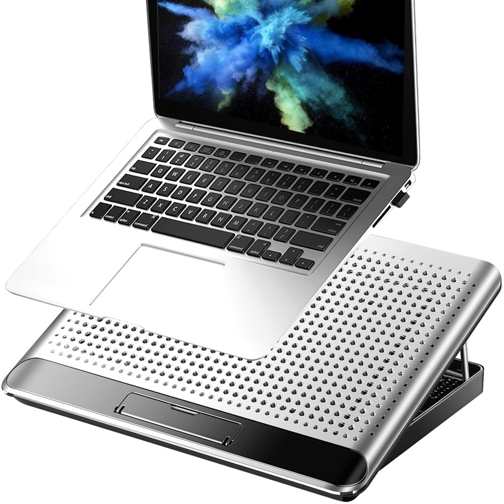 Aluminum Panel Laptop Cooling Pad Cooler, Up to 17inch Notebook Riser Holder